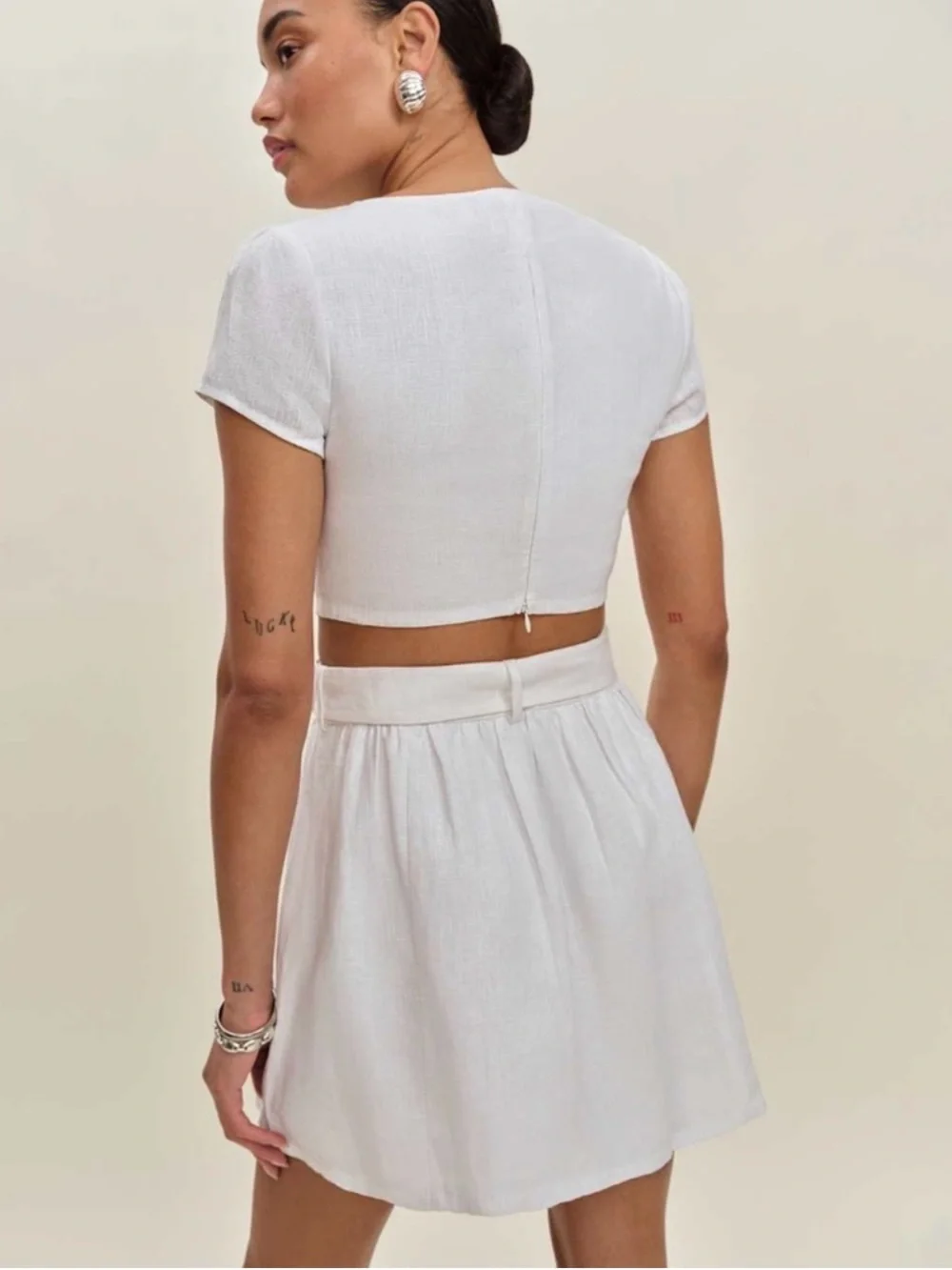 Reformation Niki Belted Linen Two Piece Too and Skirt  Set